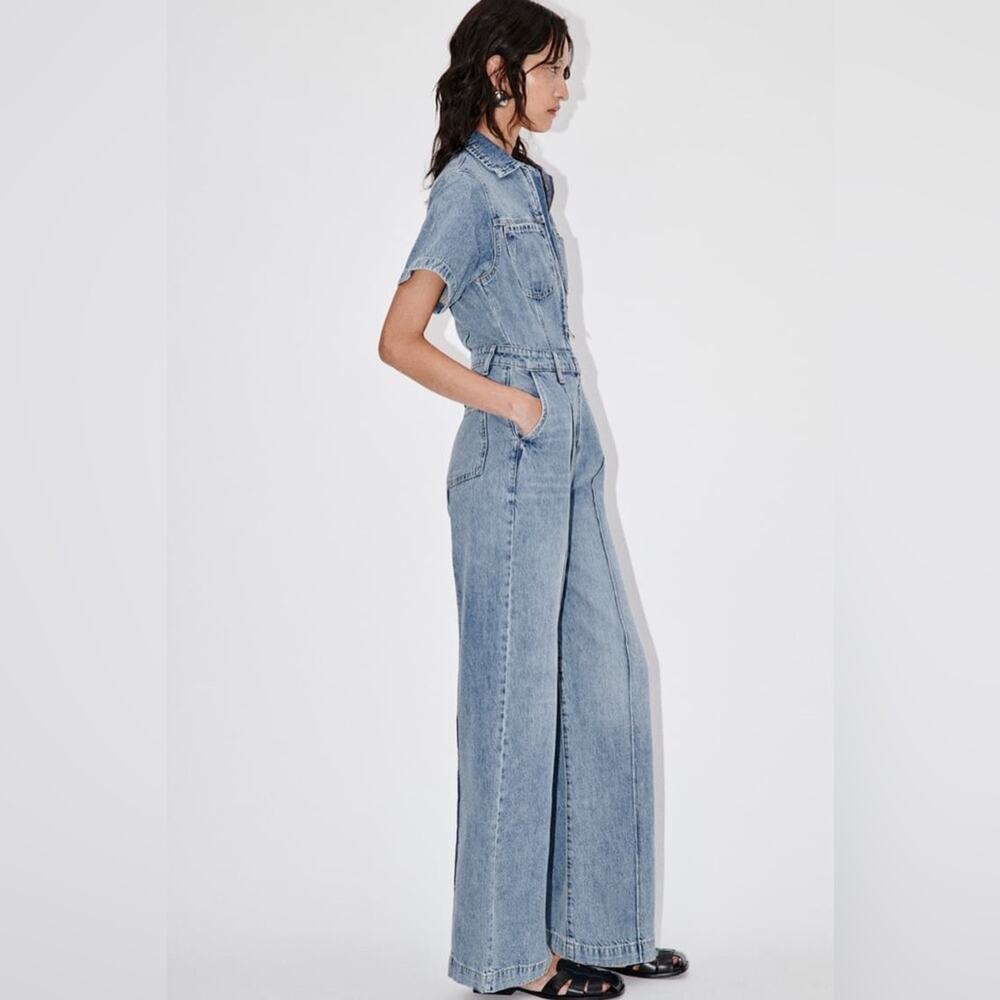 ZARA ZW FULL LENGTH DENIM JUMPSUIT - Picture 6 of 11